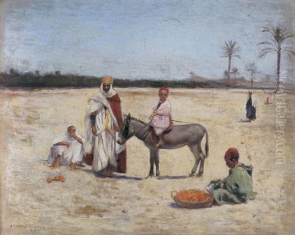 Le Petit Vendeur D'oranges A Biskra Oil Painting by Frantz Charlet