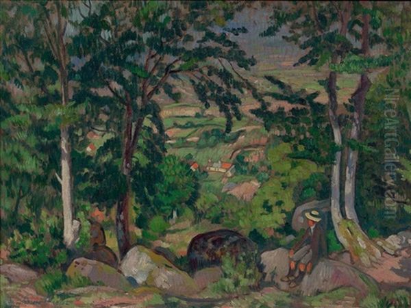 Promeneur Dans Un Paysage Oil Painting by Louis Charlot