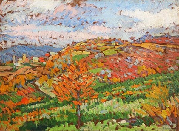 French Mountainside Village Oil Painting by Louis Charlot
