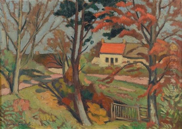 Les Chaumieres Oil Painting by Louis Charlot