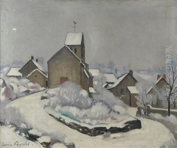 Village Du Morvan Sous La Neige Oil Painting by Louis Charlot