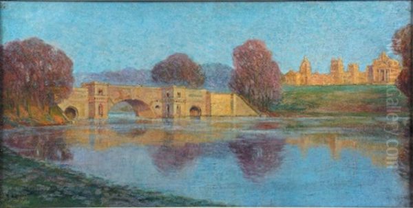 Pont Aux Trois Arches, Un Palais Dans Le Lointain Oil Painting by Raymond Louis Charmaison