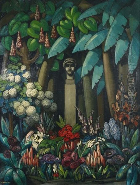 Statue Dans Un Jardin Oil Painting by Raymond Louis Charmaison