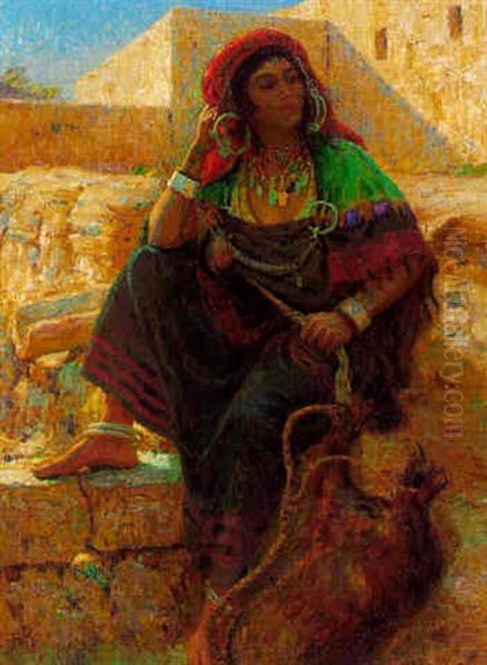 Porteuse D'eau Aux Bijoux Oil Painting by Albert Charpentier