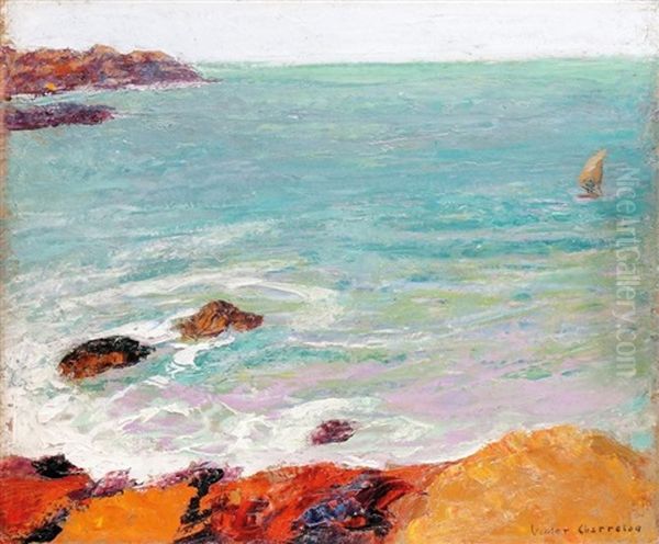 Cotes Rocheuses En Bretagne Oil Painting by Victor Charreton