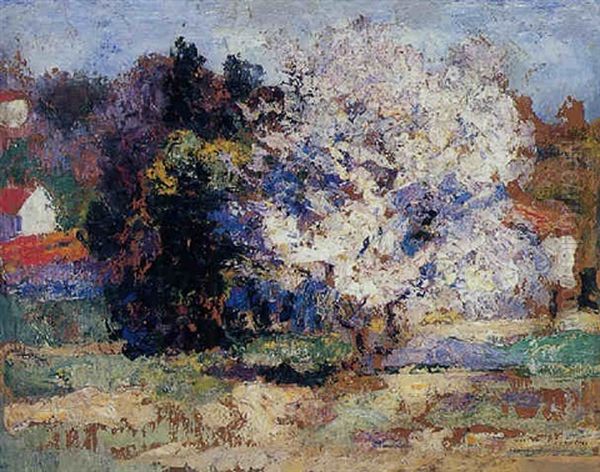 Arbres En Fleurs Au Printemps Oil Painting by Victor Charreton