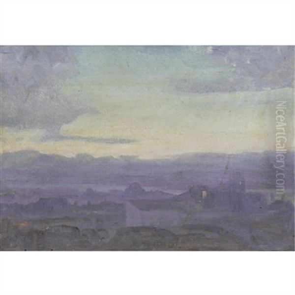 Blue Landscape Oil Painting by Georgios Chatzopoulos