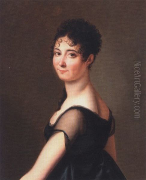 Portrait Of A Lady Wearing A Black Silk Dress Oil Painting by Jeanne Elisabeth Chaudet