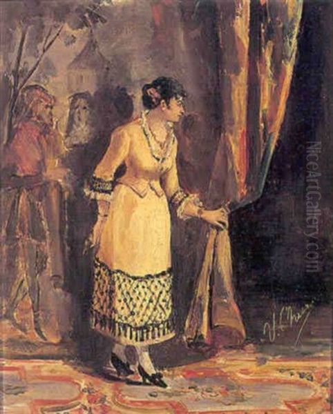 Preparada Para Salir A Escena Oil Painting by Ulpiano Checa y Sanz