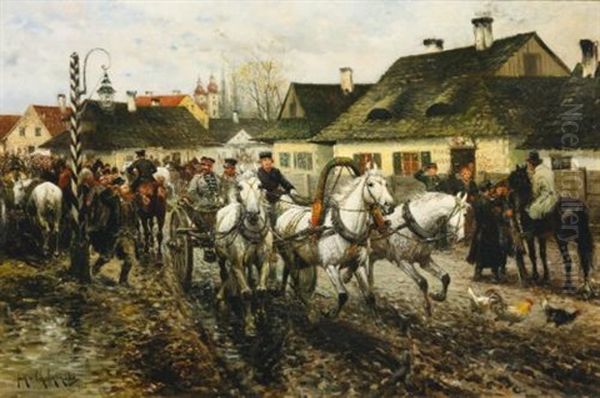 Market Day Oil Painting by Jan van Chelminski