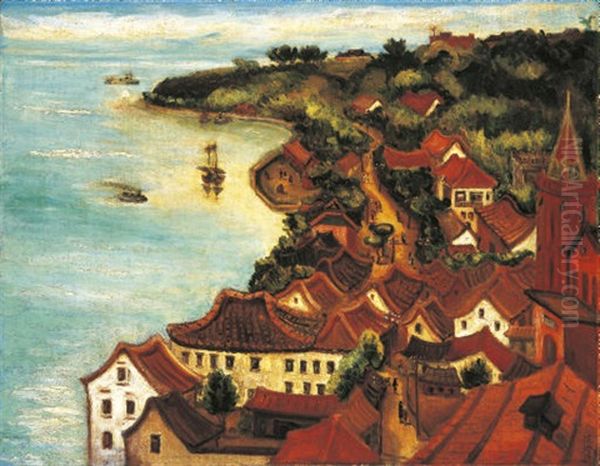 Sunset At Danshui Oil Painting by Chen Cheng-Po