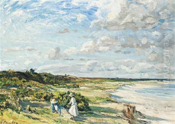 A Summer's Day On The West Country Coast Oil Painting by Evelyn Cheston