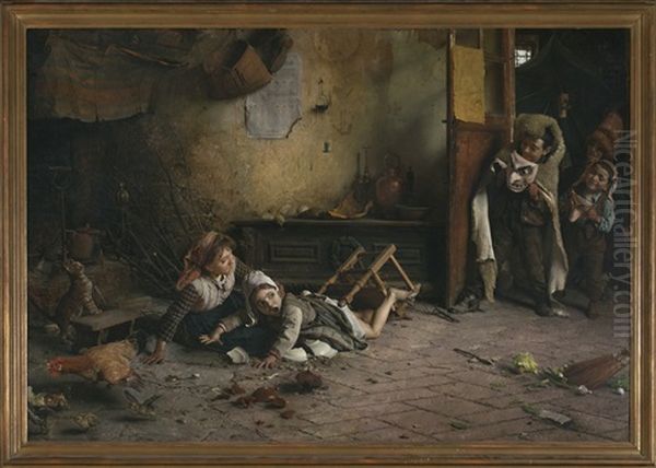Travesuras Infantiles Oil Painting by Gaetano Chierici