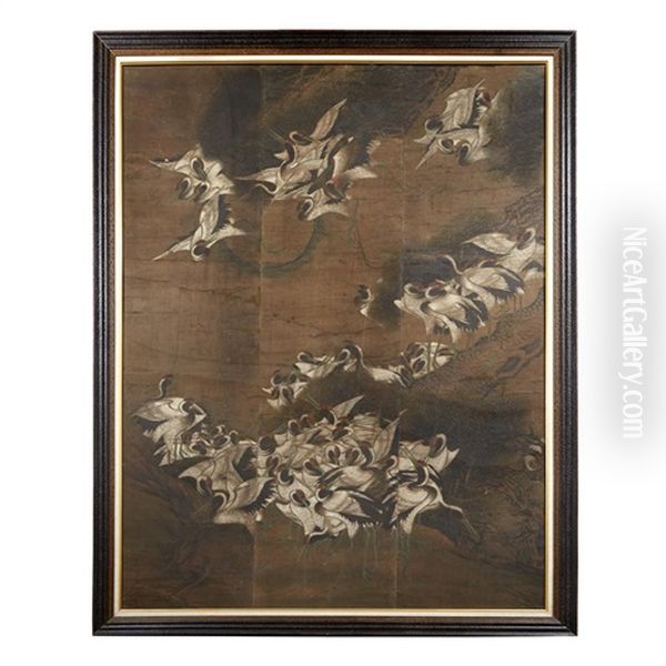 Crane Grouping Oil Painting by  Chinese School-Ming Dynasty