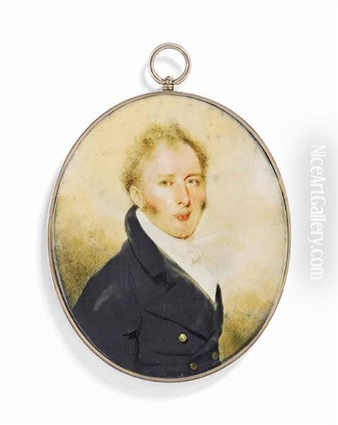 Dr William Russell, 1st Bt Of Charlton Park (1773-1839), In Black Coat Oil Painting by George Chinnery