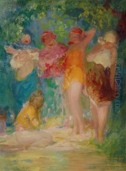 Bathers Oil Painting by Pavel Dmitrievitch Chmarov