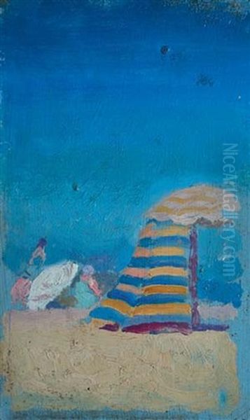 Tente Et Parasol Sur La Plage Oil Painting by Pavel Dmitrievitch Chmarov