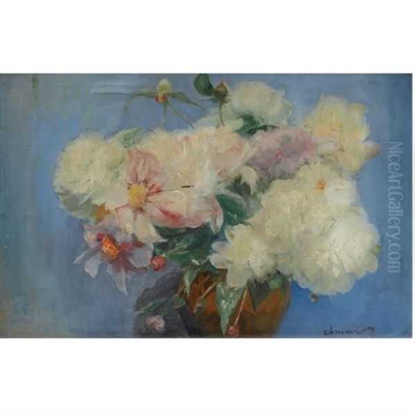 Still Life Of Flowers Oil Painting by Pavel Dmitrievitch Chmarov