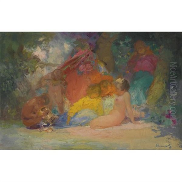 The Bathers Oil Painting by Pavel Dmitrievitch Chmarov