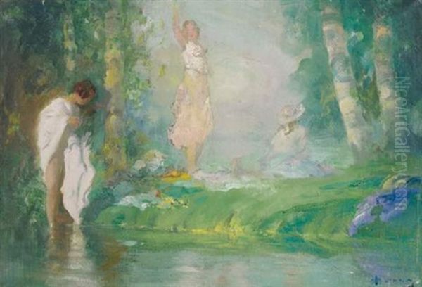 Baigneuses Oil Painting by Pavel Dmitrievitch Chmarov