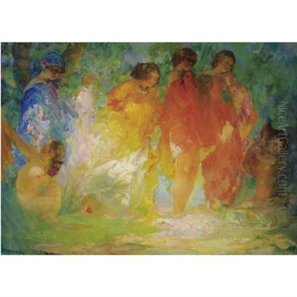 The Bathers Oil Painting by Pavel Dmitrievitch Chmarov