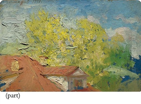 Rooftop With Trees (+ 3 Others; 4 Works) Oil Painting by Pavel Dmitrievitch Chmarov