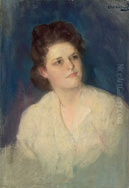 Portrait Of A Young Woman Oil Painting by Pavel Dmitrievitch Chmarov