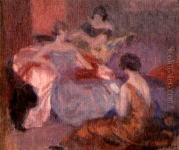 La Lecture Oil Painting by Pavel Dmitrievitch Chmarov