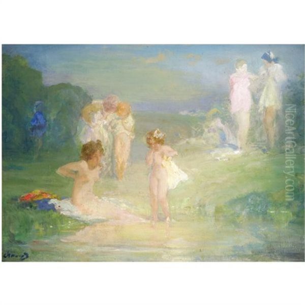 The Young Bather Oil Painting by Pavel Dmitrievitch Chmarov