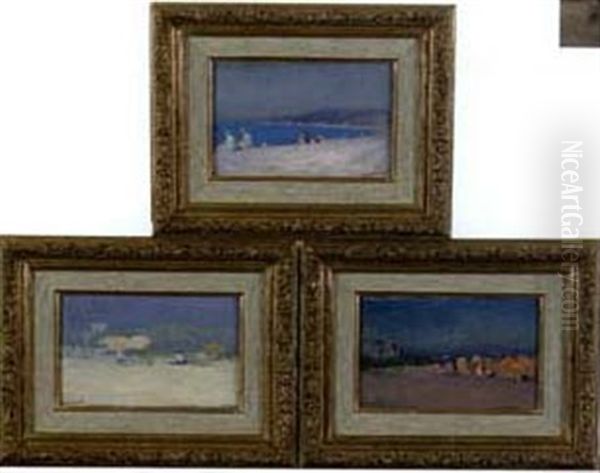 Scene De Plage (+ 2 Others, Similar; 3 Works) Oil Painting by Pavel Dmitrievitch Chmarov