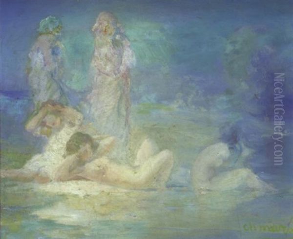 Les Baigneuses Oil Painting by Pavel Dmitrievitch Chmarov