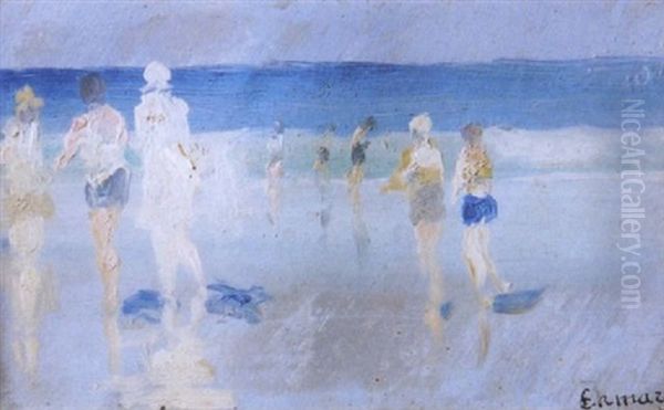 Scene De Plage Ii Oil Painting by Pavel Dmitrievitch Chmarov