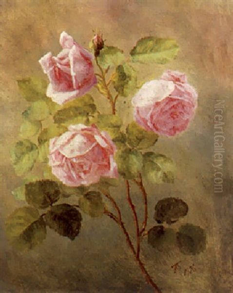 Rode Roser Oil Painting by Anthonie Eleonore (Anthonore) Christensen