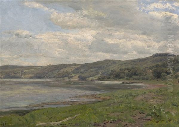 Uferlandschaft An Einem Sommertag In Danemark Oil Painting by Godfred Christensen