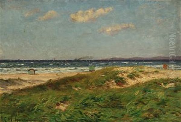 Coastel Scape From Hornbaek Oil Painting by Godfred Christensen