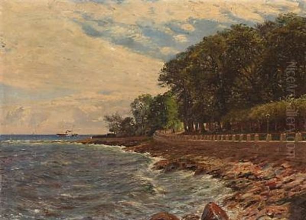 Coastal Scene From Nordsjaelland, Denmark Oil Painting by Godfred B.W. Christensen
