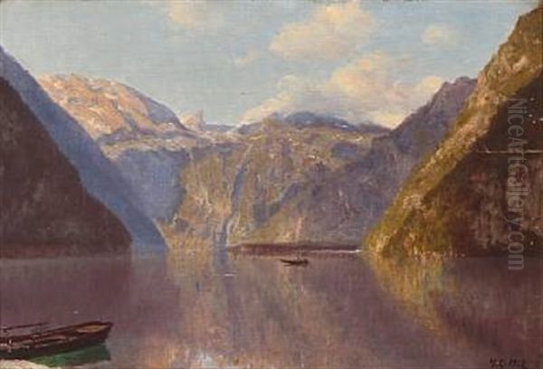 Summer Day At A Fjord Oil Painting by Godfred Christensen