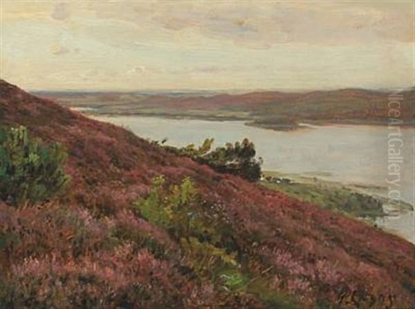 View Of The The Lakes At Silkeborg Oil Painting by Godfred Christensen