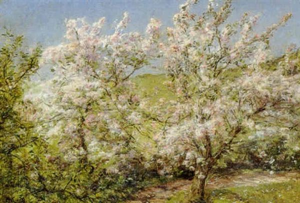 Blomstrende Aebletraeer Oil Painting by Godfred Christensen