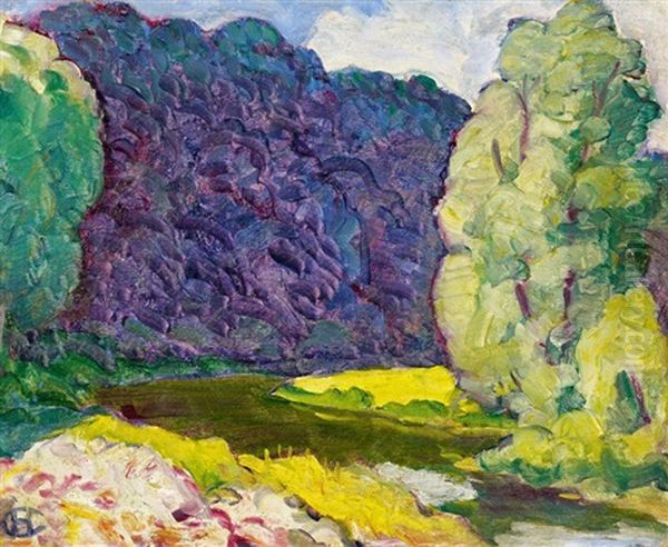 Landschaftsstudie Bei Gerolstein(?) Oil Painting by Hans Christiansen