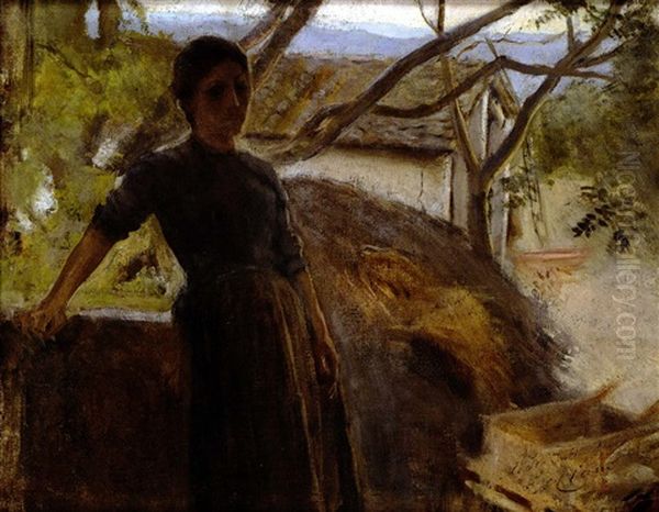 Giovane Contadina Oil Painting by Cesare Ciani