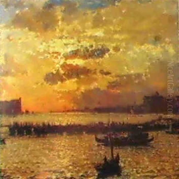 Ponte Votivo A Venezia Oil Painting by Beppe Ciardi