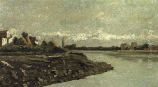 Canale A Mazzorbo Oil Painting by Guglielmo Ciardi