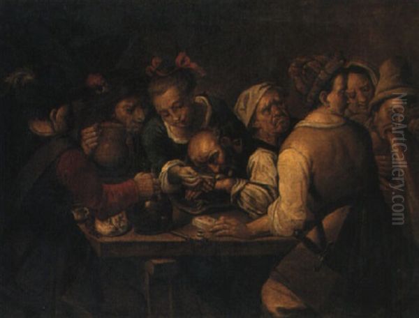 Scene De Taverne Oil Painting by Antonio Cifrondi