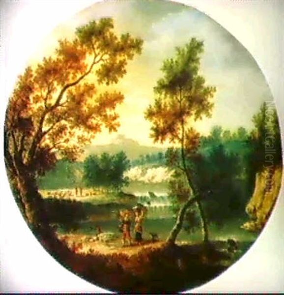 Landschaft Mit Wasserfall Oil Painting by Giovanni Battista Cimaroli