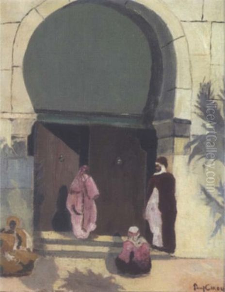 Personnages Devant La Porte Oil Painting by Paul Cirou