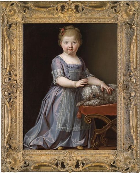 Bildnis Eines Kleinen Madchens Mit Einem Schoshund Oil Painting by Pier Francesco Cittadini
