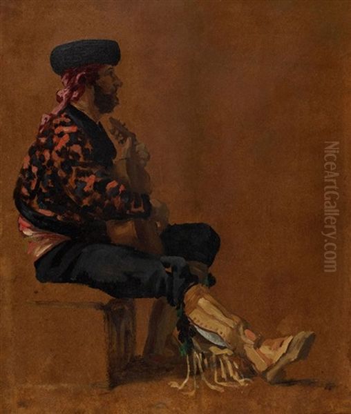 Espagnol Jouant De La Guitare Oil Painting by Georges Jules Victor Clairin