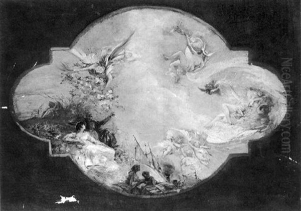 Etude De Plafond Oil Painting by Georges Jules Victor Clairin