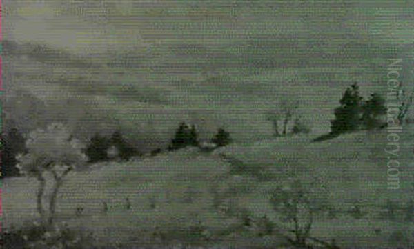Springtime Landscape Oil Painting by C. Myron Clark